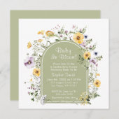 Invitation Sage Green Tea Party Baby in Bloom Baby shower (Devant / Derrière)