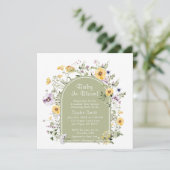 Invitation Sage Green Tea Party Baby in Bloom Baby shower (Debout devant)