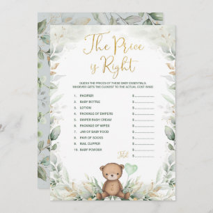 Invitation Sage Green Teddy Bear Devinez le bon prix jeu