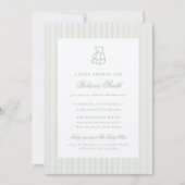 Invitation Sage Green Teddy Bear Preppy Élégant Baby shower (Devant)