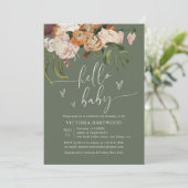 Invitation Sage Green Terracotta Fall Florals Baby shower (Debout devant)
