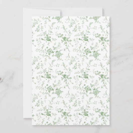 Invitation Sage Green Toile Classic Floral Mariage (Dos)