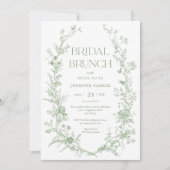 Invitation Sage Green Toile Floral Bridal Brunch (Devant)
