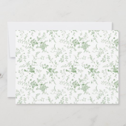 Invitation Sage Green Toile Floral Mariage Dîner de répétitio (Dos)
