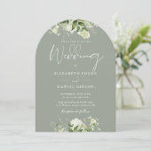 Invitation Sage Green Tout en une verdure Mariage Arc Floral (Debout devant)