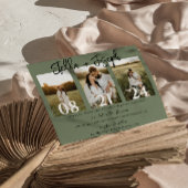 Invitation Sage Green Trois Photos Collage Boho Chic Mariage