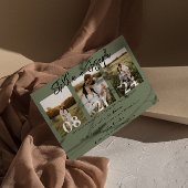 Invitation Sage Green Trois Photos Collage Boho Chic Mariage
