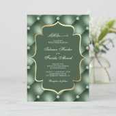 Invitation Sage Green Tufted Diamonds Motif musulman Mariage (Debout devant)