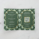 Invitation Sage Green Tufted Motif QR Code Musulman Mariage (Intérieur)