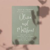 Invitation Sage green typographie script mariage + détails QR