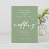 Invitation Sage Green Typographie simple Mariage extérieur (Debout devant)