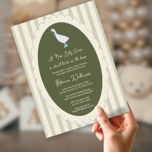 Invitation Sage Green un nouveau Baby shower d'oie sotte