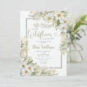 Invitation Sage Green Un petit Baby shower Fleur sauvage pour (Debout devant)