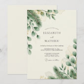 Invitation Sage Green Verdant Winter Wedding (Devant / Derrière)