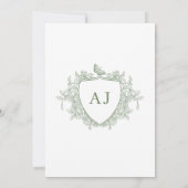 Invitation Sage green Victorian French classic floral wedding (Dos)