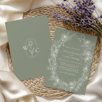 Sage Green Vintage Floral Mariage botanique