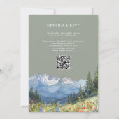 Invitation Sage Green Watercolor Mountain QR Code Mariage (Dos)