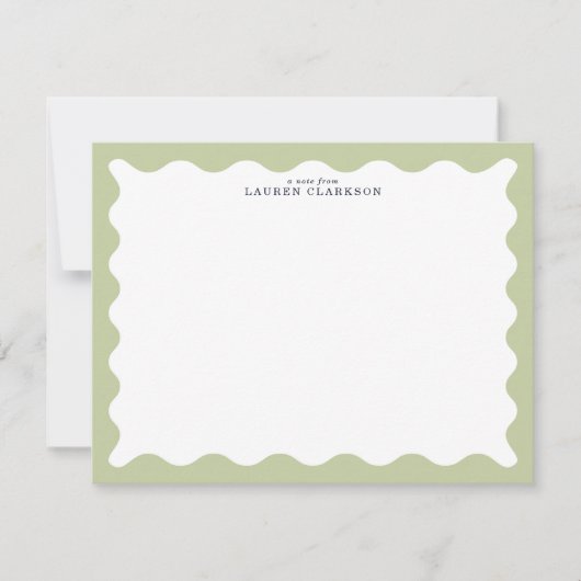 Invitation Sage Green Wavy Frame Note Card (Devant)