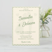 Invitation Sage Green Wavy Stripe QR Code Photo Wedding (Debout devant)