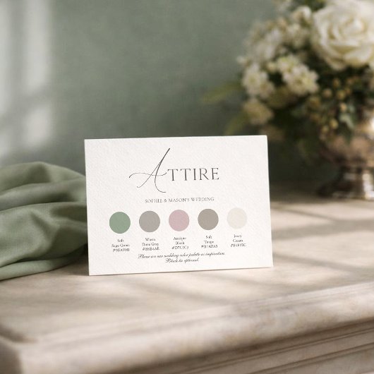 Invitation Sage Green Wedding Attire Card