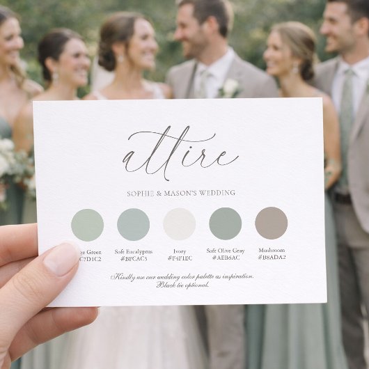 Invitation Sage Green Wedding Attire Card with Neutral Color