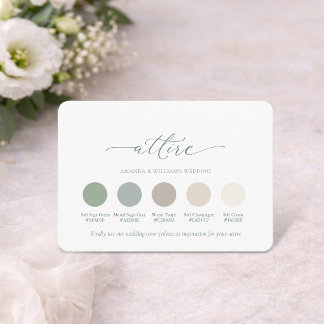 Invitation Sage Green Wedding Attire Color Palette Card 