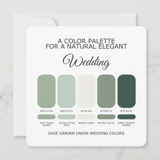 Invitation Sage Green Wedding Color Palette Card (Devant)