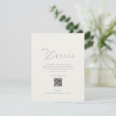 Invitation Sage Green Wedding Details Card with QR Code (Debout devant)