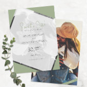 Invitation Sage Green Wedding Enregistrer la Date avec la pho