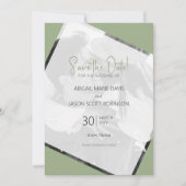Invitation Sage Green Wedding Enregistrer la Date avec la pho (Devant)