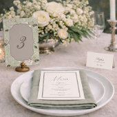 Invitation Sage Green Wedding Menu | Elegant Ivory Floral 