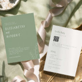 Invitation Sage Green Wedding Minimalist Modern QR Code