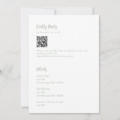 Invitation Sage Green Wedding Minimalist Modern QR Code (Dos)