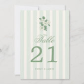Invitation Sage Green Wedding Table Numbers Cards (Devant)