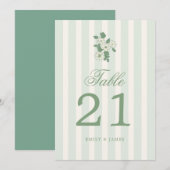Invitation Sage Green Wedding Table Numbers Cards (Devant / Derrière)