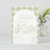 Invitation Sage Green Western Cowgirl Graduation Party (Debout devant)