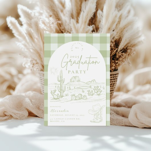 Invitation Sage Green Western Cowgirl Graduation Party