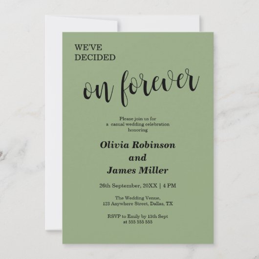 Invitation Sage Green We've Decided On Forever Casual Wedding (Devant)