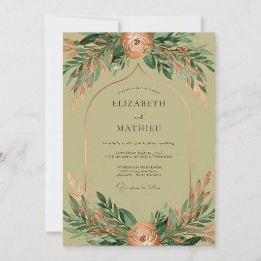 Invitation Sage Green Whimsical Rustic Wedding (Devant)