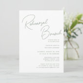 Invitation Sage Green Whimsical Script Chic Rehearsal Brunch (Debout devant)