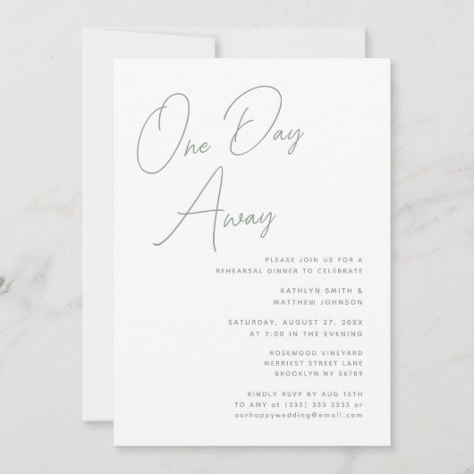 Invitation Sage Green Whimsical Script Chic Un Jour (Devant)