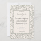 Invitation Sage Green Whimsy Mariage de feuillage tiré main (Devant)