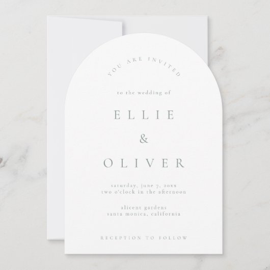 Invitation Sage Green & White Boho Arch Mariage moderne (Devant)