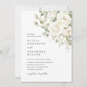 Invitation Sage Green White Floral Elegant Photo Back Wedding (Devant)