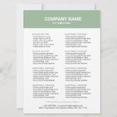 Invitation Sage Green White Nail Salon Circulaire du prix (Dos)