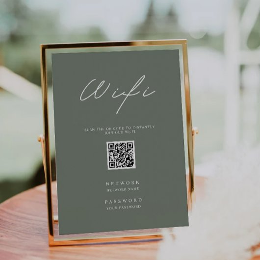 Invitation Sage Green Wifi Code, QR Code Connexion Wifi