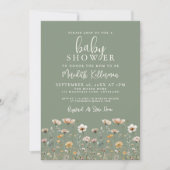 Invitation Sage Green Wildflower Baby Shower (Devant)