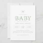 Invitation Sage Green Wildflower Baby Shower All-in-One  (Devant)