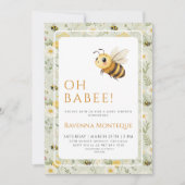 Invitation Sage Green Wildflower Bee Custom Oh Babee Shower (Devant)