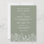 Invitation Sage Green Wildflower Boho Budget QR Code Wedding (Devant)